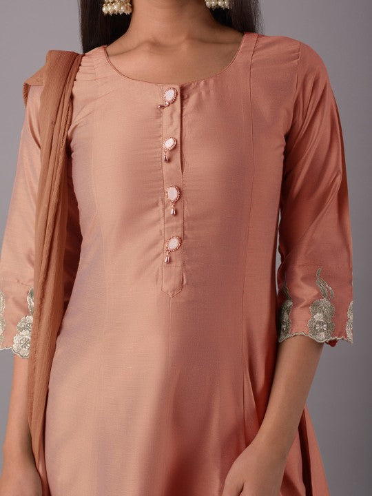 Embroidered Cotton Silk Pakistani Suit