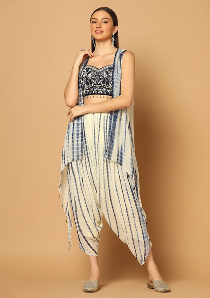 Indigo Tie Dye Dhoti and Cape Set