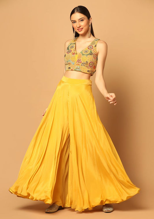 Yellow Embroidered Sharara Set