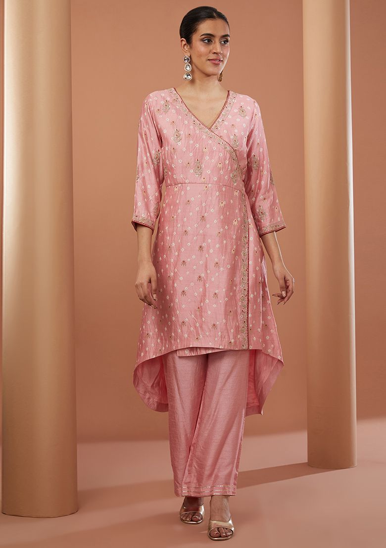 Pink Dori Embroidered Chanderi Silk Sharara Set