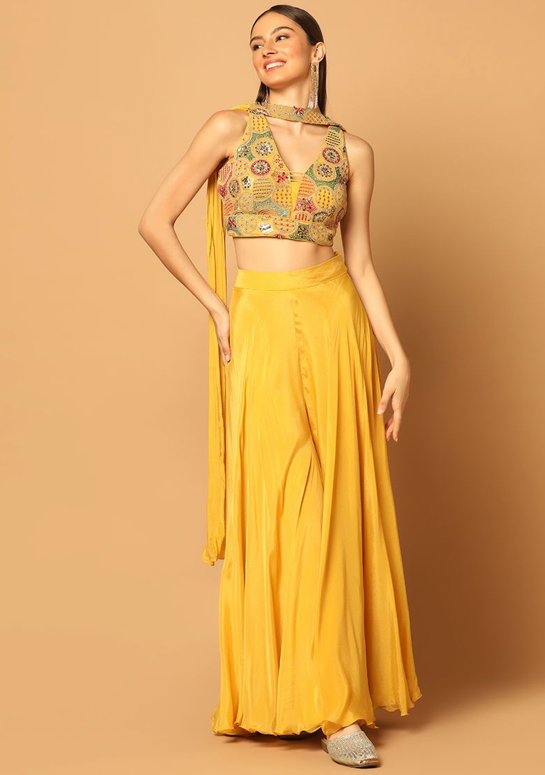 Yellow Embroidered Sharara Set