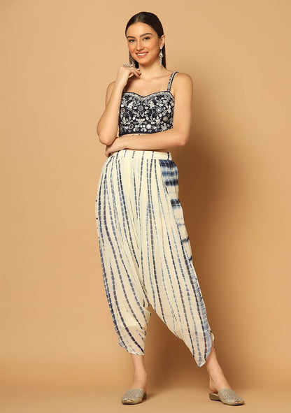 Indigo Tie Dye Dhoti and Cape Set