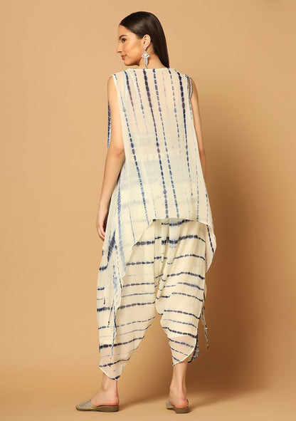 Indigo Tie Dye Dhoti and Cape Set