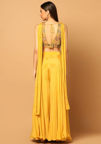 Yellow Embroidered Sharara Set