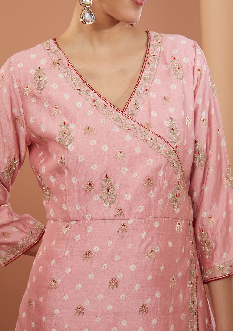 Pink Dori Embroidered Chanderi Silk Sharara Set