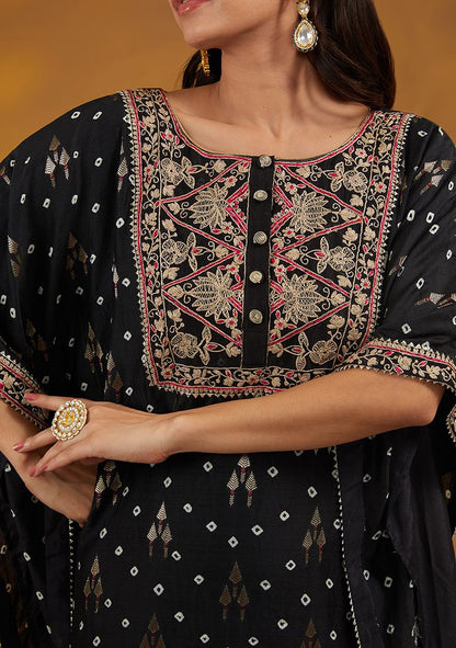 Black Dori Embroidered Chanderi Silk Co-Ord Set