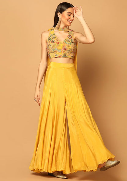 Yellow Embroidered Sharara Set