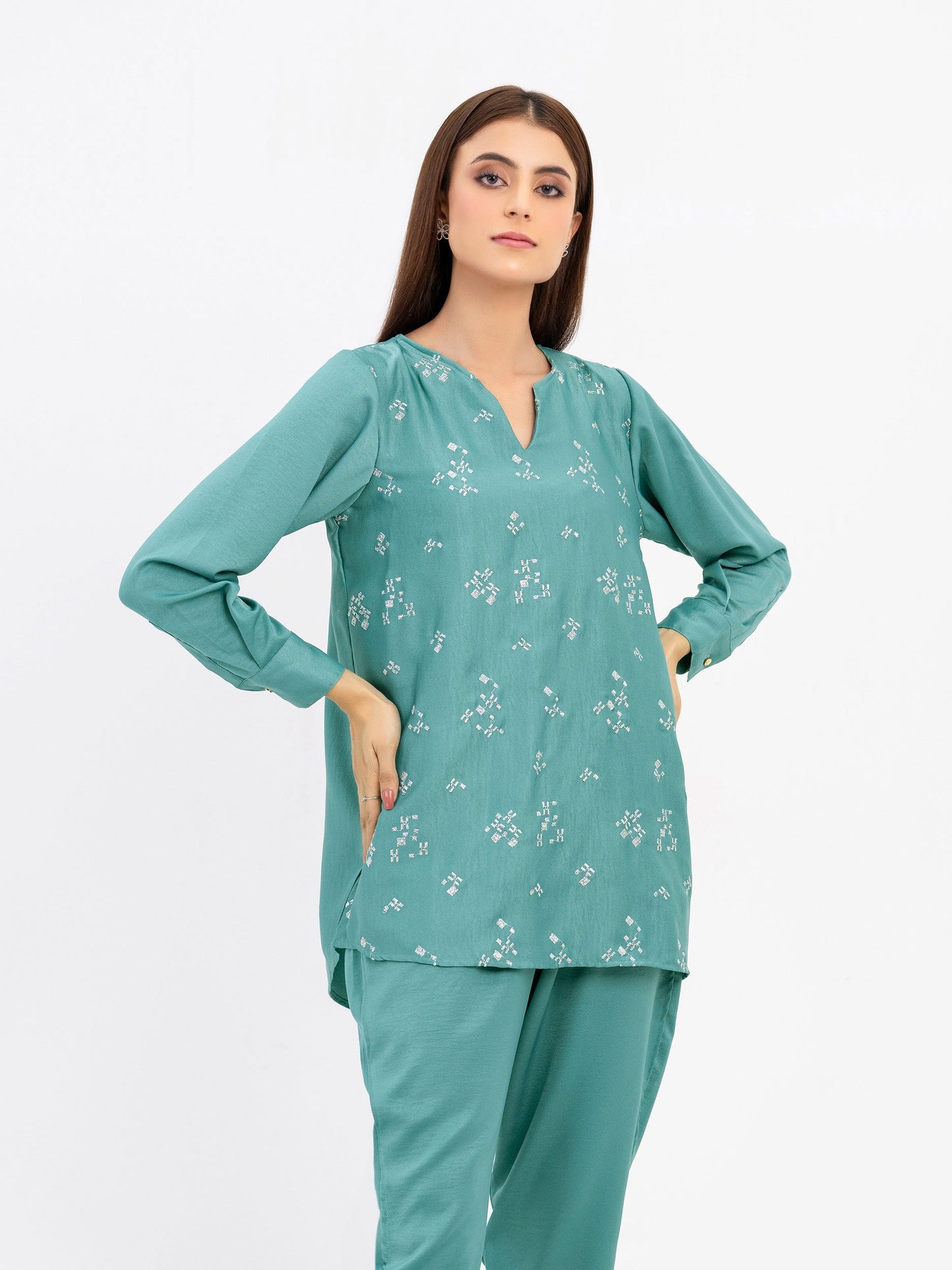 Viscose Co-Ord Set-Embroidered(Pret)