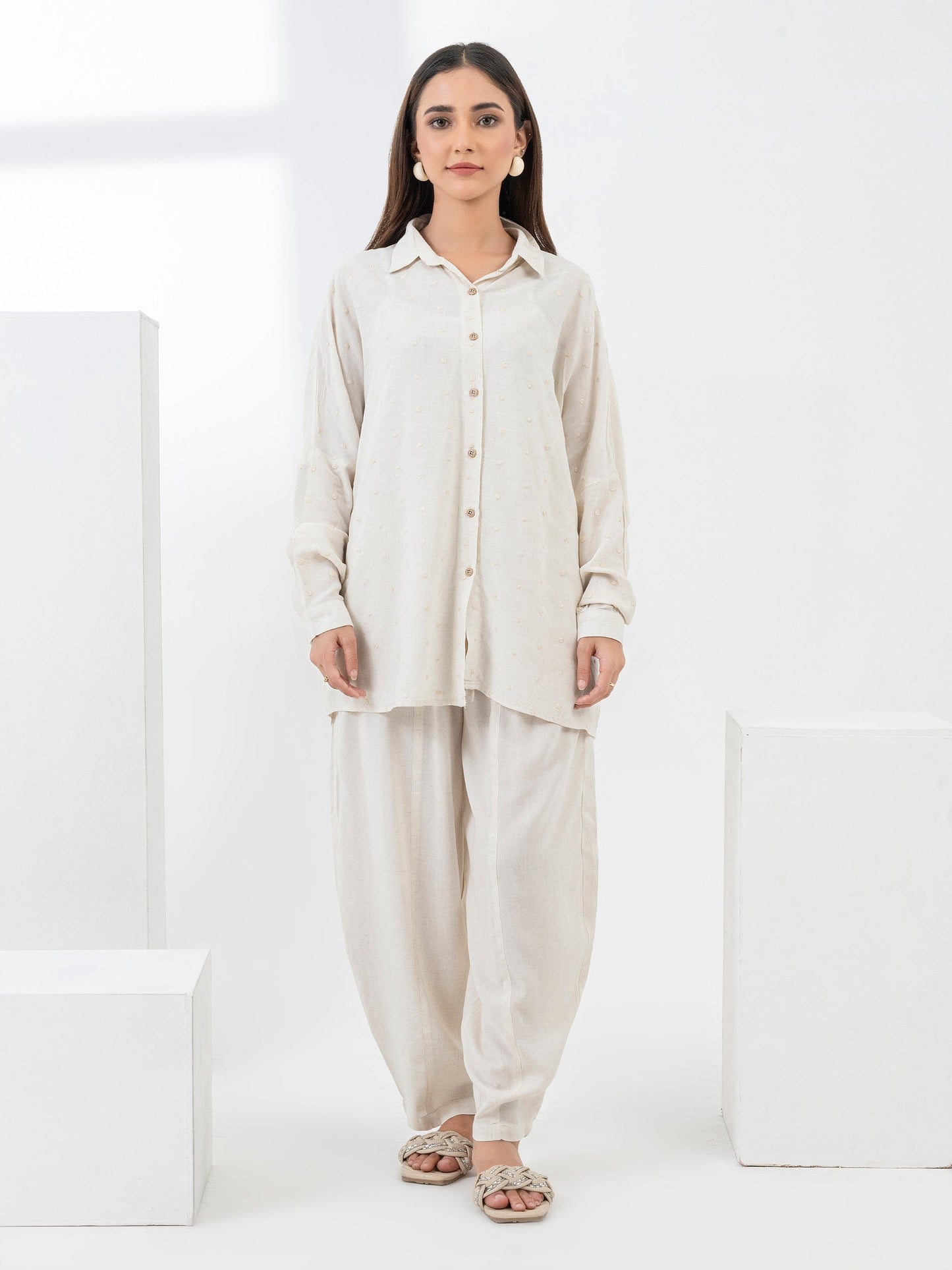 Embroidered Linen Co-Ord Set