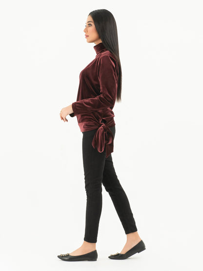 Turtle Neck Velvet Top