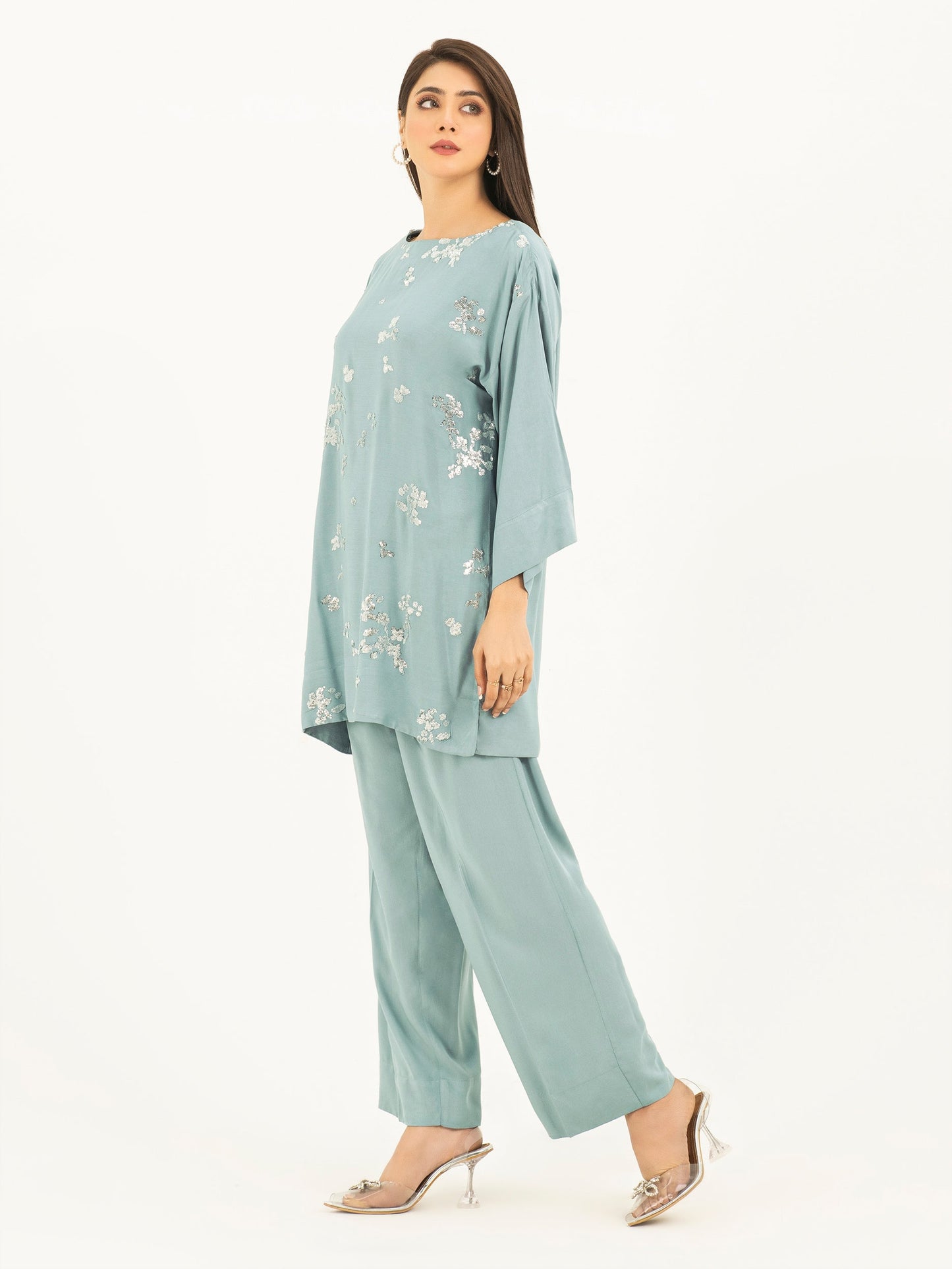 2 Piece Linen-Embellished Co-Ord Set