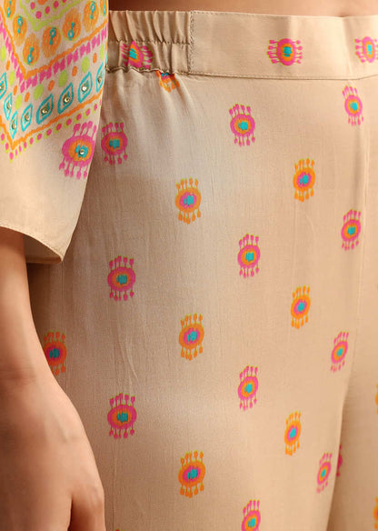 Beige Printed Kurta And Pant