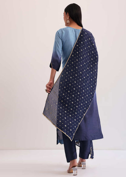 Blue Ombre Embroidered Kurta Set