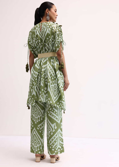 Mehendi Green Printed Cotton Kurta Pant