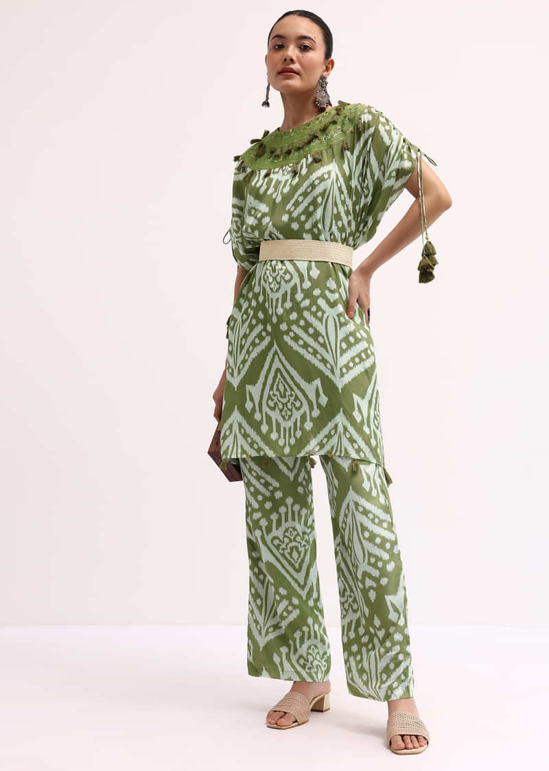 Mehendi Green Printed Cotton Kurta Pant