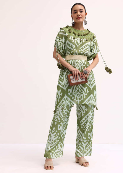 Mehendi Green Printed Cotton Kurta Pant