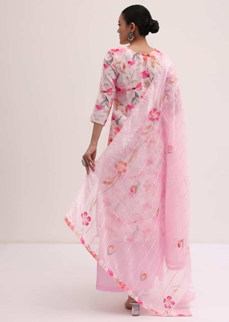 Pink Linen Kurta Palazzo Set