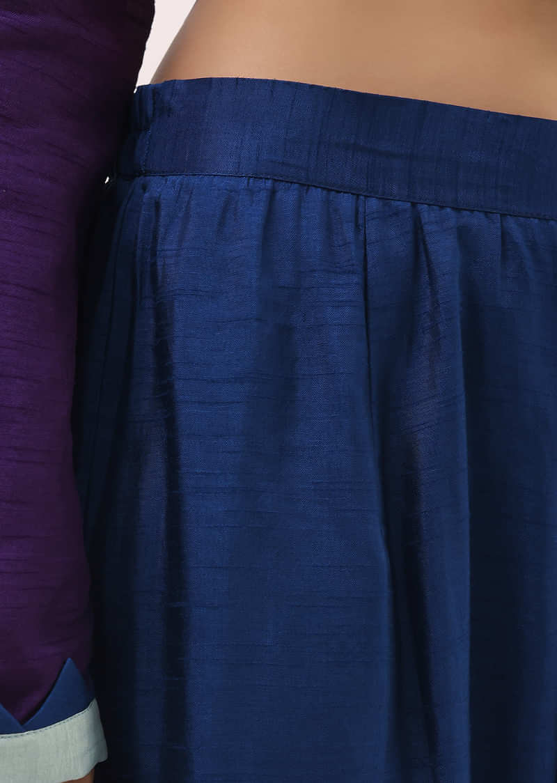 Purple And Blue Embroidered Kurta Pant