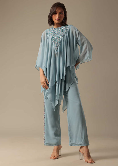 Grey Pant Set With Sequin Work Kurta