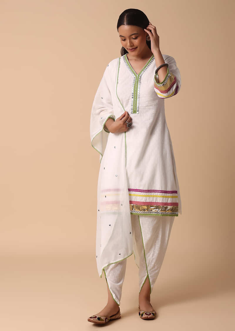 White Cotton Kurta Dhoti Set