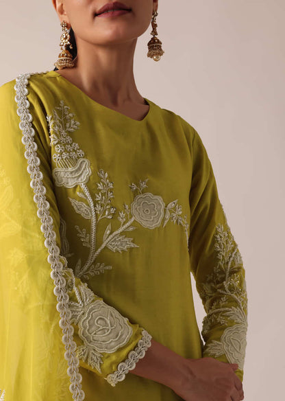 Yellow Chanderi Silk Kurta Sharara Set