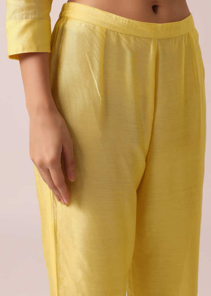 Yellow Kurta And Pants Fusion Set